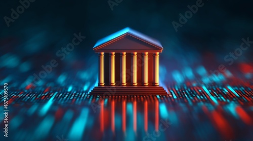 Banking services futuristic fintech hub illustration