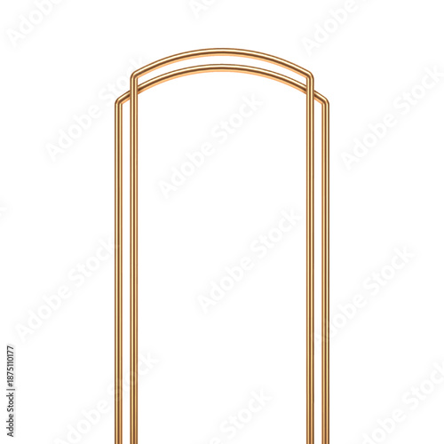 Elegant golden arch frame. Realistic 3D style vector illustration of a double line arc for luxury design, isolated on a white background. Minimalist decorative element.