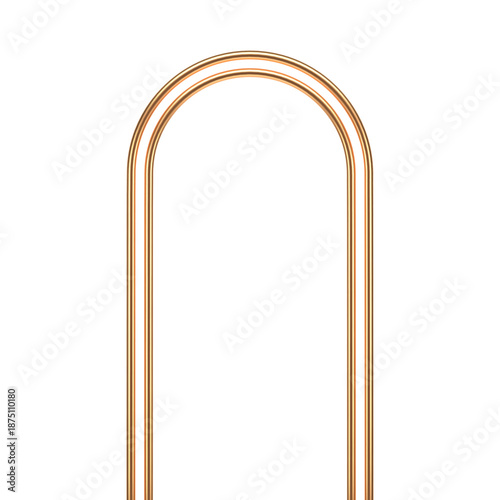 Elegant golden arch frame. Realistic 3D style vector illustration of a double line arc for luxury design, isolated on a white background. Minimalist decorative element.
