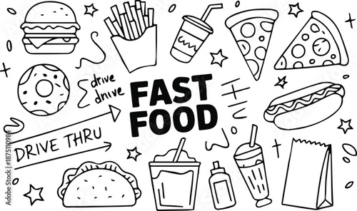 food fast food collection soda milkshake condiment vector art