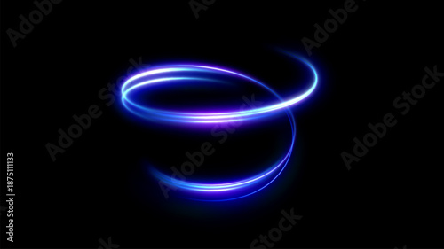 Canvas Print Futuristic motion vector background with neon light trails streaking through dark scene