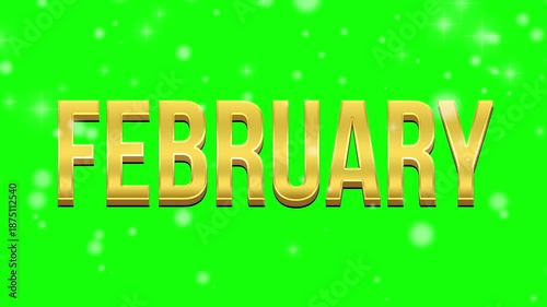 February Gold Text Animation Green Screen