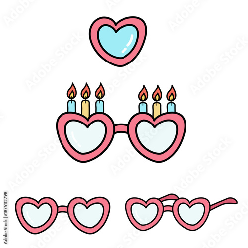 하트모양 안경 일러스트