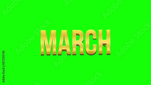 March Gold Text Animation Green Screen