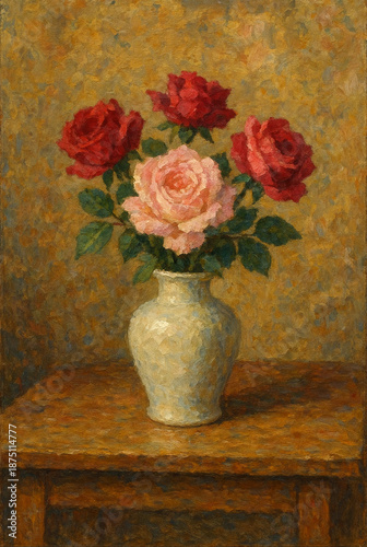 Wallpaper Mural oil painting rose still life Torontodigital.ca