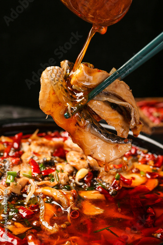 Fotografía Spicy Chili Oil Fish Fillet - Traditional Chinese Cuisine