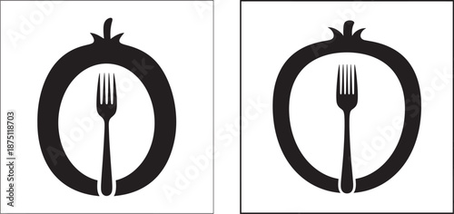 Tomato fork silhouettes vector on simple background