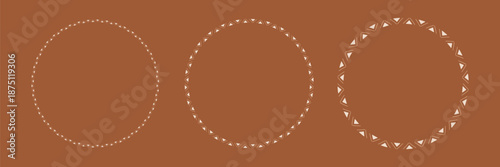 Abstract tribal circle frames based on Aztec ornamental patterns. Ethnic geometric borders with a modern minimalist interpretation for contemporary design applications