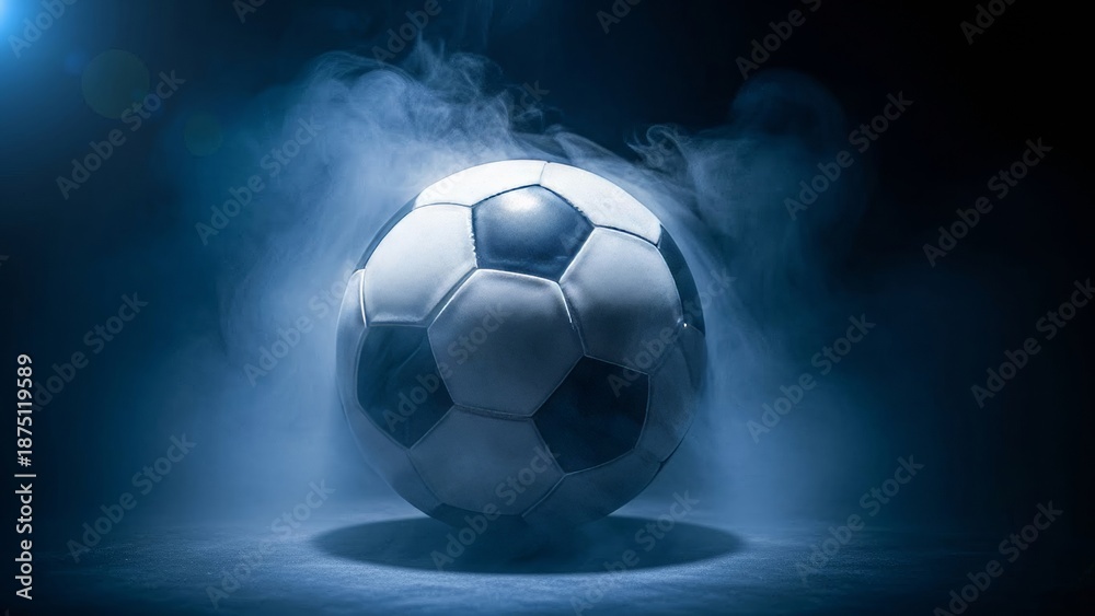 Fototapeta premium Dynamic close up of football player boot kicking ball on grass field