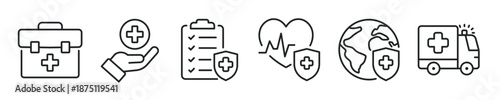 Healthcare thin line icon set. Web minimal editable stroke icons