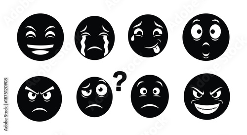 A collection of various emoticon faces expressing different emotions