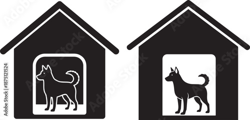 Dog house silhouette pet shelter illustration art