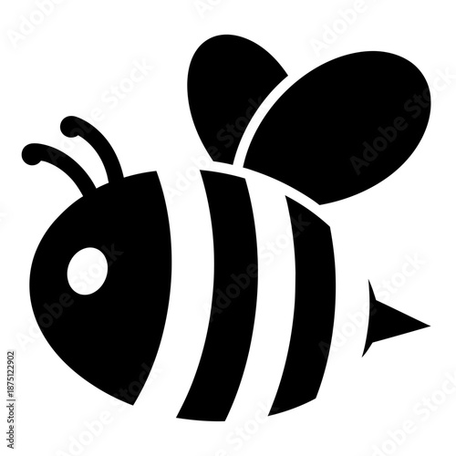 Minimalist black bee silhouette icon isolated on white background for nature and honey branding.