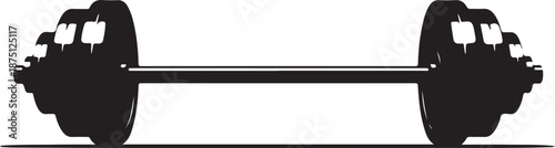 Black silhouette of a barbell weightlifting white background