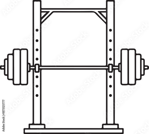 Squat rack with barbell weights fitness