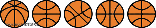 Basketball Illustration set Orange Balls from Different Angles