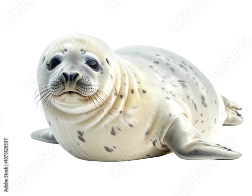 Calm Baby Seal Lying on Belly with Soft Expression