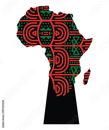 Vibrant African continent map with traditional tribal patterns