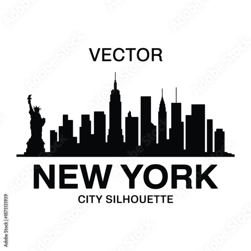 new york city silhouette vector graphic with iconic buildings