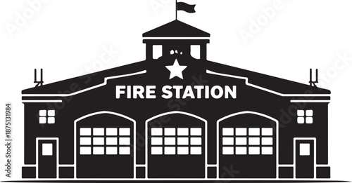 Fire Station Building Silhouette Vector