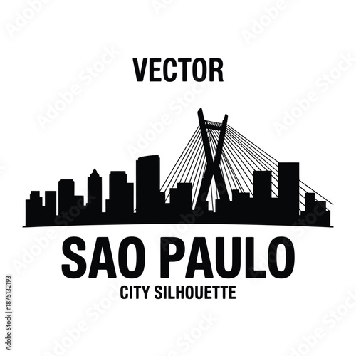 sao paulo city skyline with bridge silhouette vector