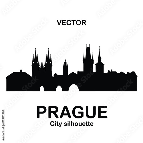 prague city silhouette vector illustration with famous landmarks