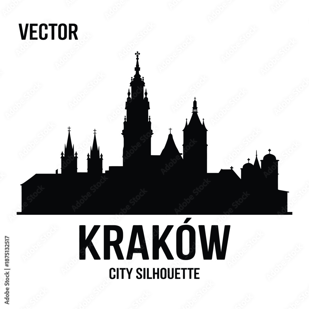 Fototapeta premium krakow city skyline silhouette vector illustration high quality