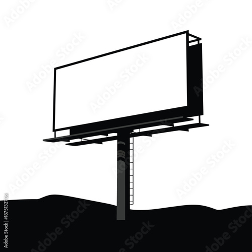 a blank billboard standing alone in a black and white landscape