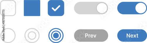 Collection of user interface including checkboxes toggles and navigation buttons UI interface