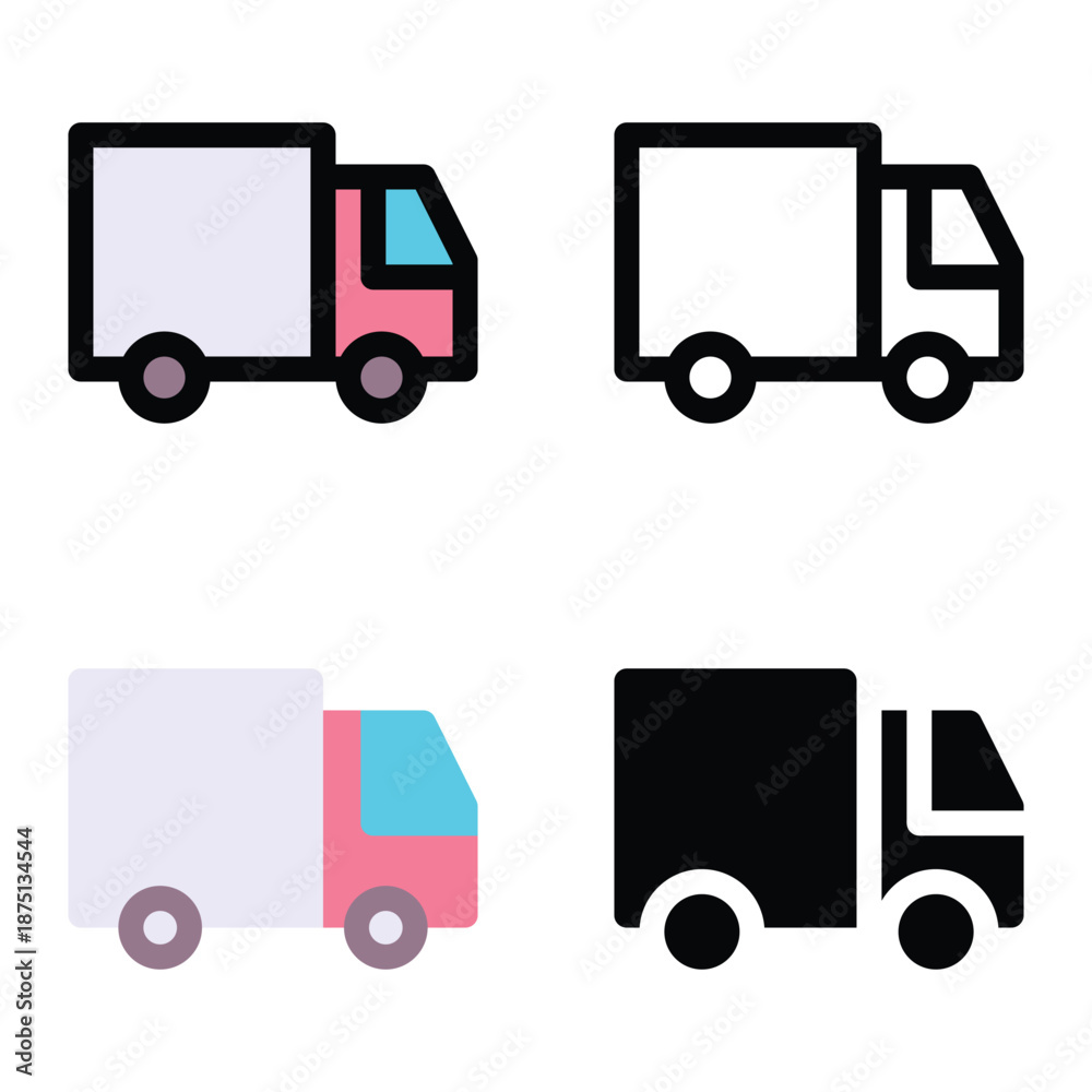 Fototapeta premium Delivery Truck Icons for E commerce Shipping Suitable For Mobile Apps, Web Apps And Print Media. Multiple Style Icons,