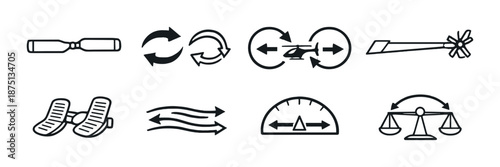 Set of mechanical and engineering icons on gray background