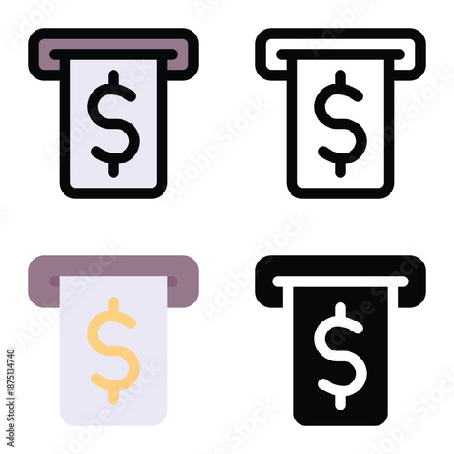 Invoice Dollar Icon for E commerce Billing and Payment Suitable For Mobile Apps, Web Apps And Print Media. Multiple Style Icons, 