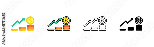 Economics education icons pack for school financial study
