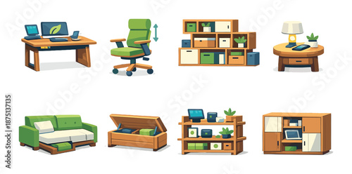 Modern eco-friendly home office and living room furniture set