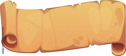 Ancient manuscript, cartoon vintage papyrus paper. Paper scroll with rolled corners, medieval parchment isolated cartoon vector manuscript with worn edges. Ancient map or old papyrus document