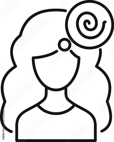 Woman feeling unbalanced, experiencing vertigo or psychological discomfort