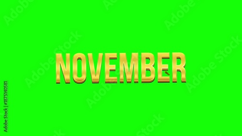 November Gold Text Animation Green Screen