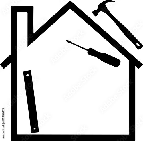 House Repair Tools Silhouette Vector, Home Improvement Concept Illustration