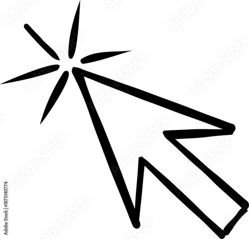 Hand pointer, mouse pointer, arrow hand drown doodle sketch click here action