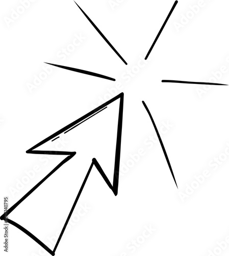Hand pointer, mouse pointer, arrow hand drown doodle sketch click here action