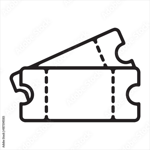 Two simple line art tickets overlapping on a white background
