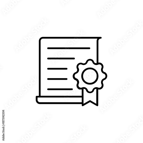 Official Digital Certificate Scroll Line Icon