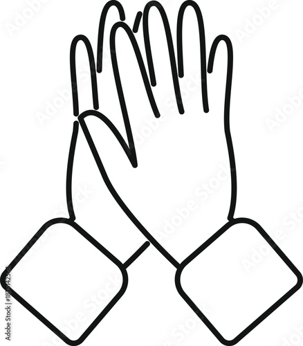 Pair of hands clapping together as an outline icon on a white background