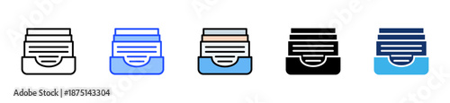 Document Tray Icon Collection With Multiple Styles