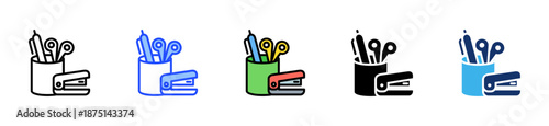 Office Supplies Icon Collection With Multiple Styles