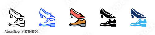 Office Shoes Icon Collection With Multiple Styles