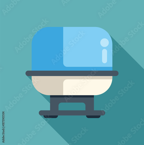 Infant incubator with long shadow representing medical equipment and baby care