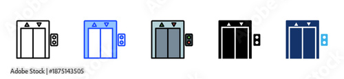 Elevator Lobby Icon Collection With Multiple Styles