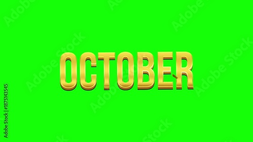 October Gold Text Animation Green Screen