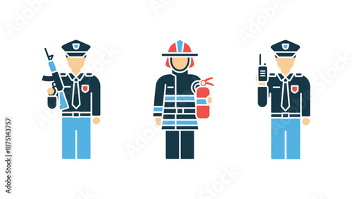 Three emergency responders standing together in uniform